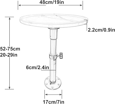 RV Table, Camper Table, Boat Table, RV Table Mount Set, Height Adjustable, Extra-Large Removable Table, for Campervans, Motor Homes, Ship(Black)