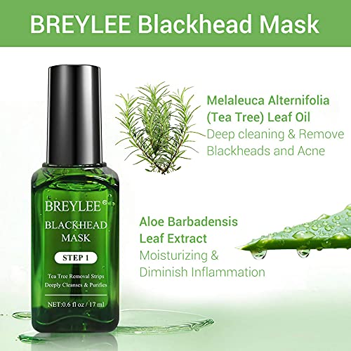 Breylee Blackhead Remover, 3 In 1 Blackhead Removing Kit Tea Tree Oil Blackhead Remover Mask Kit Blackhead Solution Kit Nose Strips Pore Strips Peeling Mask Set #TOP5