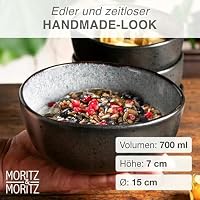 Moritz & Moritz Müslischalen 6er Set Grau - Steingut Bowls ca. 500 ml Füllmenge, einzigartiger Farbverlauf, robust und spülmaschinengeeignet - Serie Organic – Ansicht 3