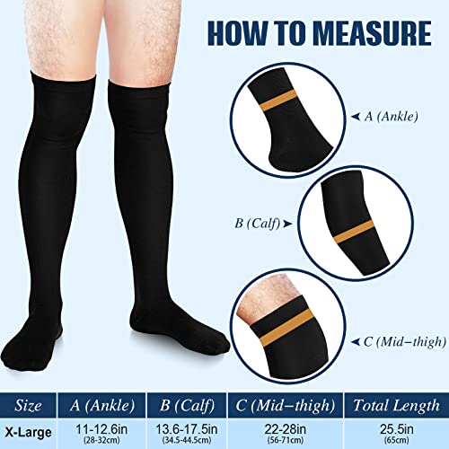 Sureio 6 Pairs Thigh High Men's Compression Socks 20-30 Mmhg Knee Compression Socks Xl Grip for Men and Women2