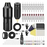 BAMTTOO Tattoo Kit Tattoo Gun Wireless Rotary Tattoo Machine with Tattoo Power Supply Complete 20Pcs Cartridge Needles 10 Colors Inks Set for Beginners Tattoo Artists