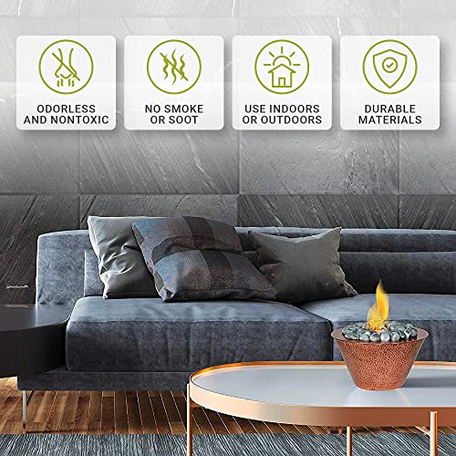 Anywhere Fireplace Oasis Tabletop Fireplace, Portable Ventless Gel Fuel Fireplace With Polished Stones, Elegant Tabletop Smokeless Fireplace For Indoor Or Outdoor Use (Copper) #TOP1