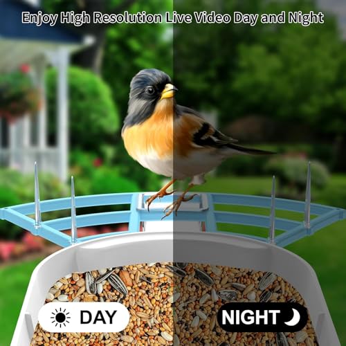 Image of Fazoxo Bird Feeder with Camera,Birds House Camera,Solar Powered,SkyBlue
