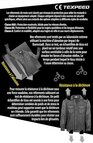 Texpeed Chemises de moto pour hommes avec protections - Veste de motard été chemise à carreaux en flanelle fabriquée avec Aramid - Protection (EN 1621-1) - Rouge - XXL – vue 7