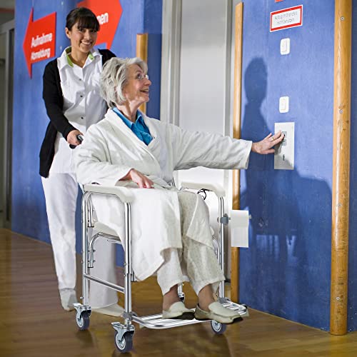 Habutway 4 In 1 Bedside Commode Chair, Transport Shower Wheelchair Toilet Rolling Transport Chair With 4 Brakes Casters,Tissue Holder,Crutch Holder For Elderly Injured And Disabled #TOP2