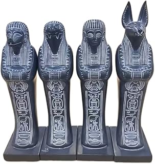 4pcs Ancient Egyptian Gods Statue Resin Four Sons of Horus Egyptian Statues Ornaments Hand Painted Egypt Collectible Decor Sculpture Replica Egyptian Gifts