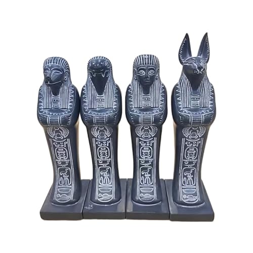 Will Art Museum 4pcs Ancient Egyptian Gods Statue Resin Four Sons of Horus Egyptian Statues Ornaments Hand Painted Egypt Collectible Decor Sculpture Replica Egyptian Gifts