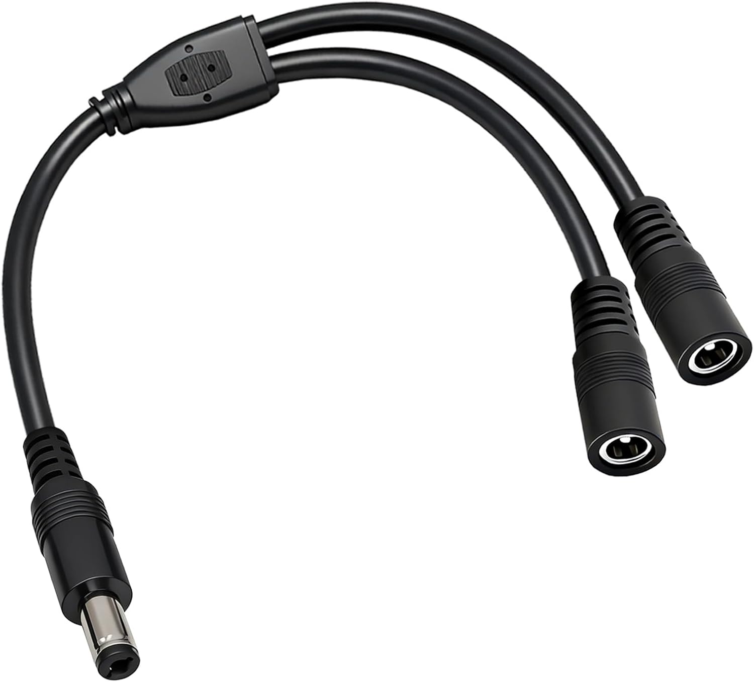 3-Pack 18AWG DC 5.5mm x 2.1mm 12V/24V DC Power Splitter Cable, 1 Male to 2 Female for CCTV Surveillance Cameras, LED Light Strips, and Other Devices with Single Input and Dual Output Power Supply.