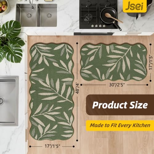 2-Pk JSEI 3D Leaf Scalloped Kitchen Rug Set: 17"x30" + 17"x60" $18, 17"x30" + 17"x48" - image 2