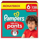 Pampers Windeln Pants Größe 6 (14-19kg) Baby-Dry, Extra Large mit Stop- und Schutz Täschchen, MONATSBOX, 138 Höschenwindeln