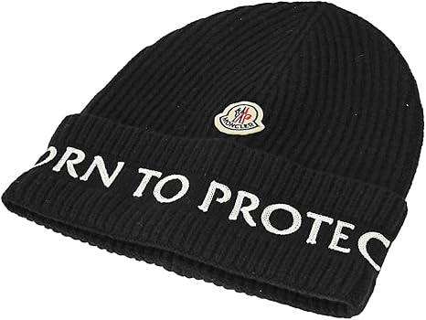 Amazon | [モンクレール] ニット帽 メンズ ニットキャップ ロゴ付 リブ