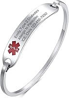 Vista 42 de VNOX Medical Bracelet for Women-Stainless Steel Emergency Medical Alert ID Bangle Bracelet,Free Engraving