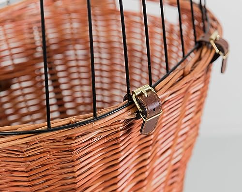 TRIXIE Hundekorb für das Fahrrad vorne bis 5 kg 44 × 48 × 33 cm - gewobener Hundefahrradkorb für den Lenker - in schicker Weidenoptik mit Kunststoff Gitter, 2806