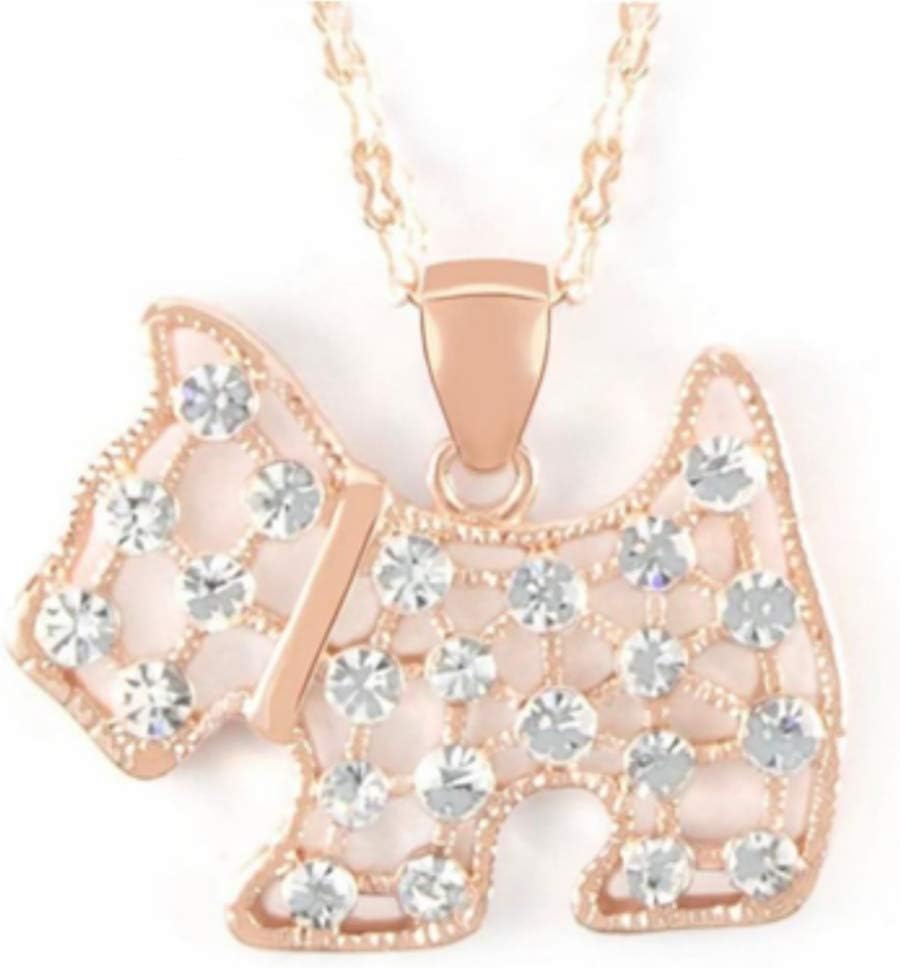 Necklace 'Heart', adorned with sparkling crystals, Colour: 18 k rosegold