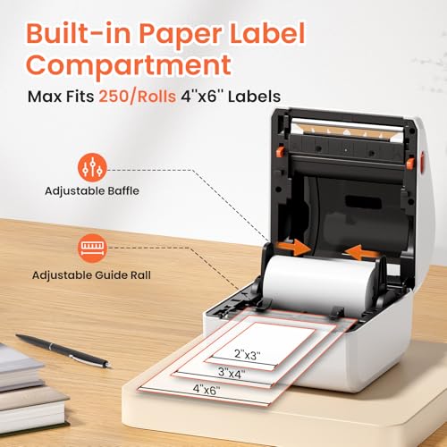 Image of Bluetooth Thermal Shipping Label Printer with Built-in Label Holder