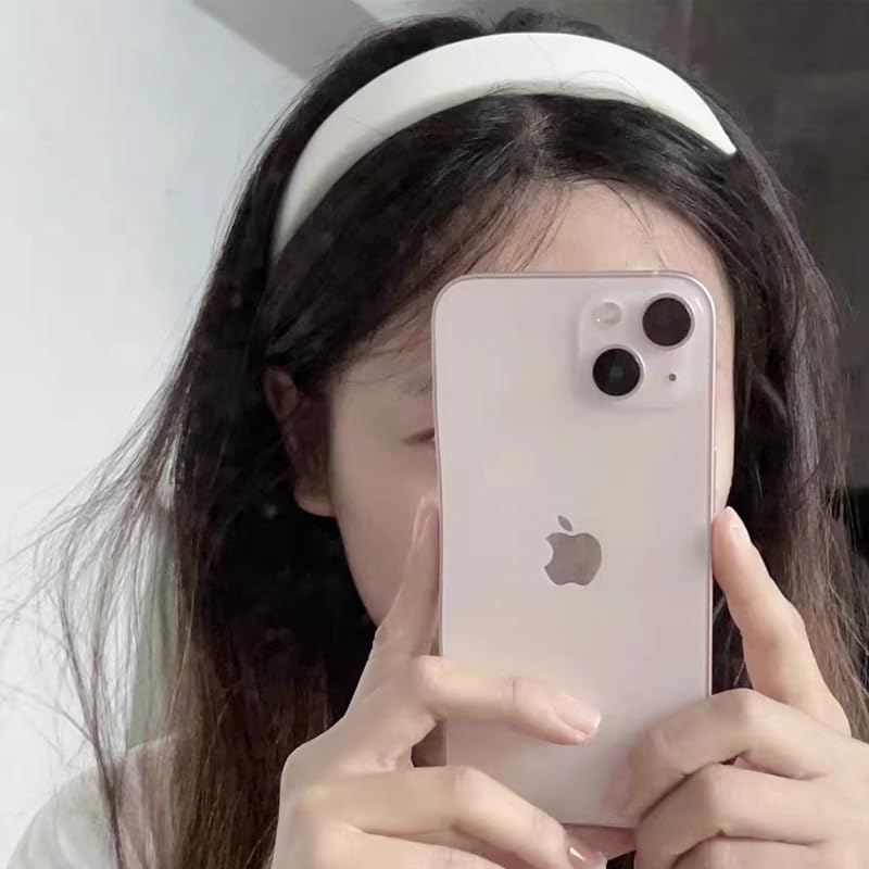 Miniatura 7 de Diadema acolchada blanca para mujer, banda ancha y gruesa para la cabeza para niñas, diadema simple de esponja sólida, diademas antideslizantes de