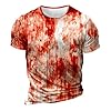 Halloween Problem Solved Tshirts Men's Scary T-Shirt Bloody Casual Crew Neck Horror Bloody Tops Blood Injury Horror T-Shirt Bloody Hands with Blood Splash Pattern, Red (watermelon red), M #4
