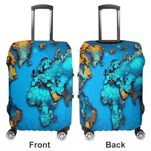World Map Luggage Cover Elastic Suitcase Protector Case Anti-Scratch Washable Baggage Covers Protector For Traveling, Aircraft Consignment S3