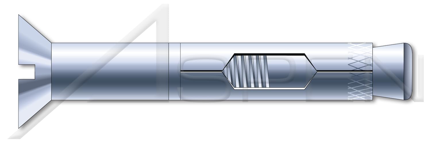 (150 pcs) 3/8" X 4", Sleeve Anchors, Flat Countersunk Head, Steel, Zinc Plated