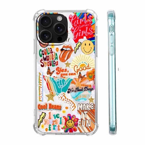 Vesidurt Inspirational Quotes Case for iPhone 16 Pro Max,Retro Aesthetic Positive Quotes Hippie Face Collage,Trendy Soft TPU Bumper Case for iPhone 16 Pro Max,6.9" -  Vip16spromax_17