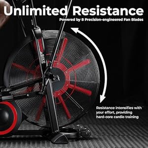Sunny Health Fitness Smart Customizable Air Bike Trainer 330LB Capacity for LegArm Cardio Workout Fan Cycling Cardio Exerciser for Home Training Free SunnyFit App Bluetooth Link SF B223018