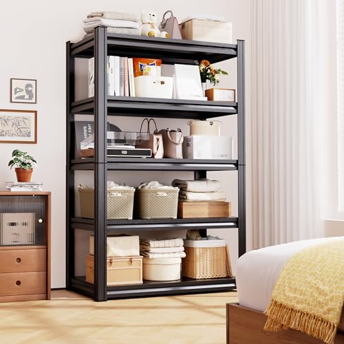 Image of 2 Pack Heavy Duty 5-Tier Garage Shelving Unit (2500 LBS Capacity)-71.2 inchH x 35 inchW x 16 inchD Adjustable Metal Storage Rack, Industrial Steel Utility Shelves for Garage, Pantry, Warehouse, and Basement Black