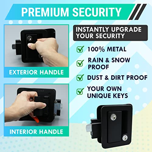 Latch.it Black Rv Door Latch | Rv Door Locks For Travel Trailers | Travel Trailer Door Latch | 100% Metal Camper Door Lock 4 Camper Keys | Trailer Door Lock Only Fits 2.75"X3.75" Door Lock Hole #TOP5
