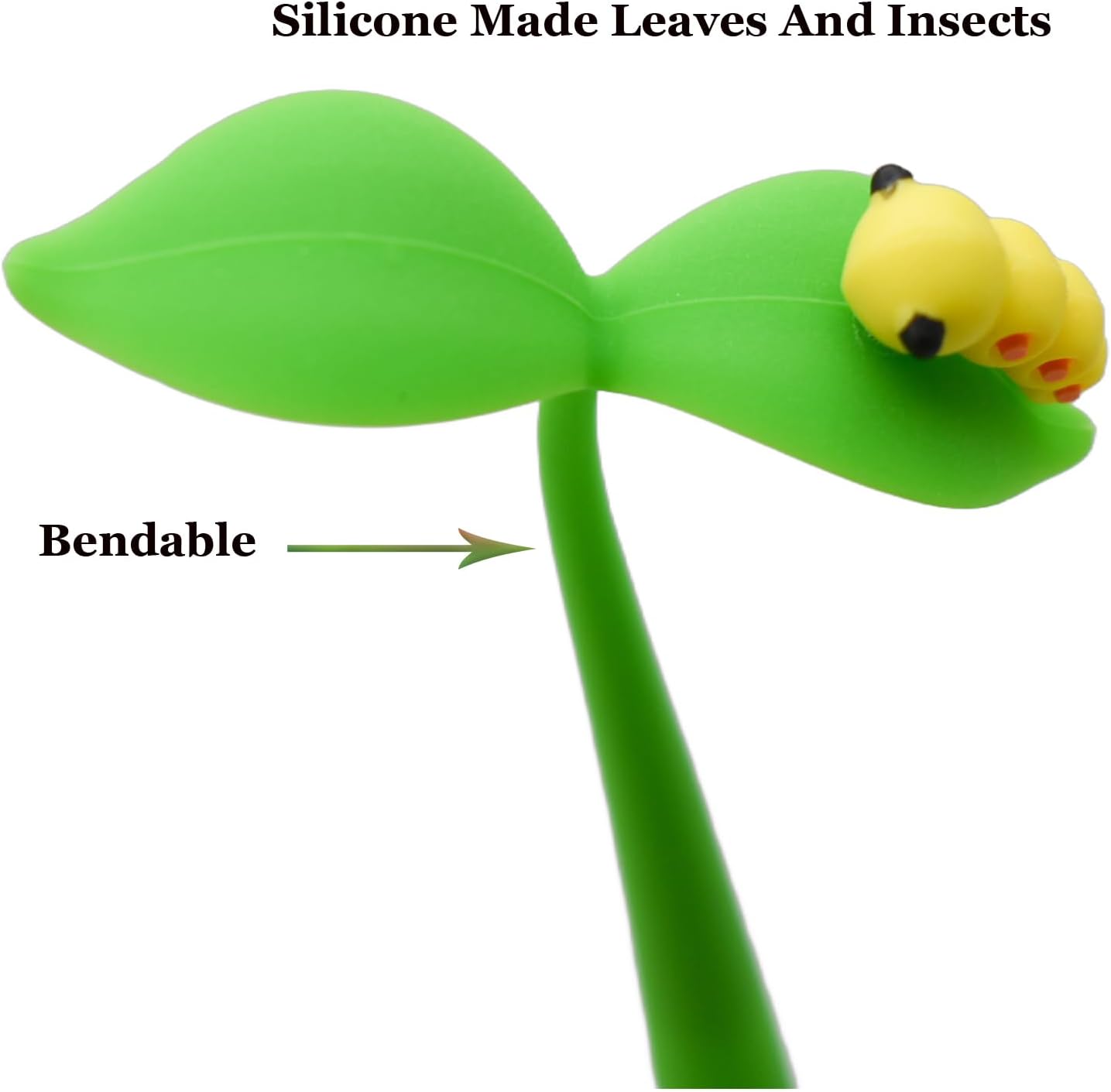 Bendable Floral Pens Silicone Plant Pens Cute Bugs Pen Novelty Grass Leaf Pen With Black Gel Ink 0.5mm For School Office Home Stationery（ 18 PCS）