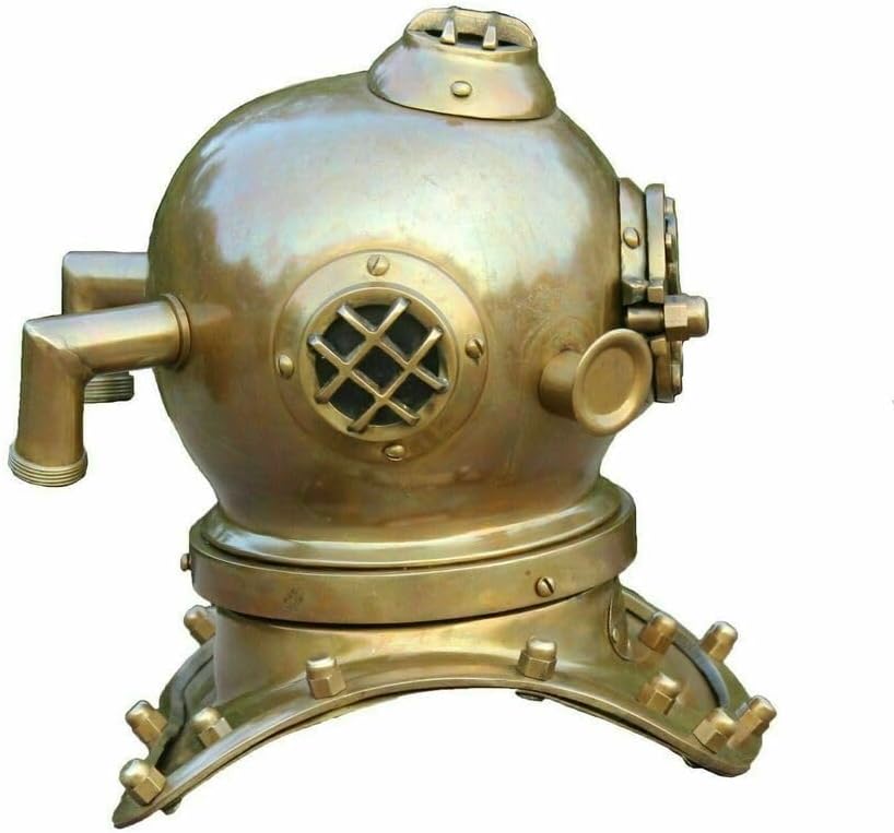 Maritime Mini Deep Sea Diving Helmet Scuba Divers Home Decor, Gold