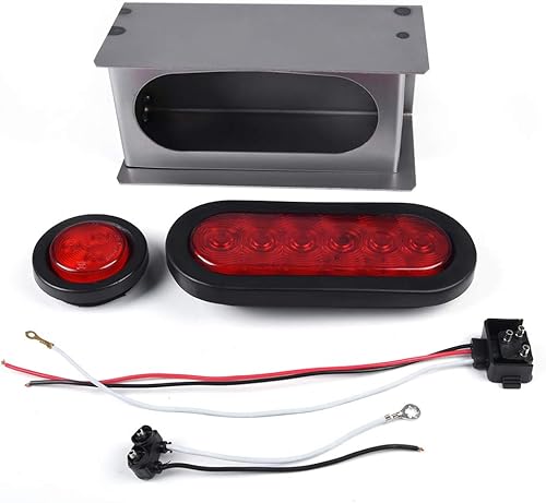 Miniatura 7 de G-PLUS Kit de luces traseras LED de acero para remolque, compatible con remolquecamión con luz trasera ovalada de 6 pulgadas y lámpara de marcador