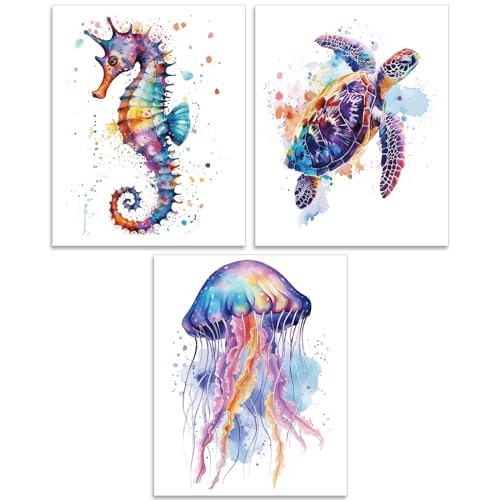 arricraft 3 Pcs Sea Animal Wall Poster