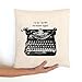 Cojín máquina de escribir, regalo personalizado con mensaje, blanco y negro. Tintas ecológicas.