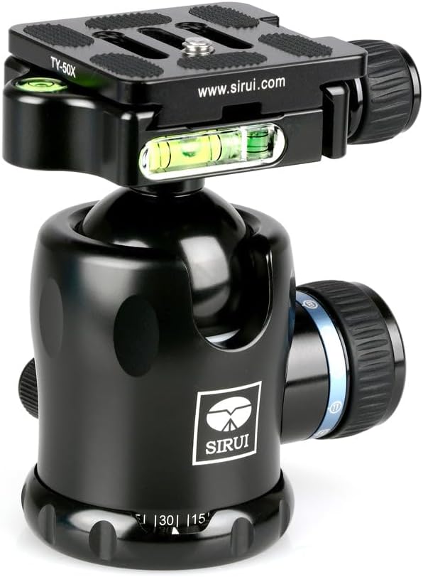 SIRUI AM-02 Aluminum Ball Head, Professional Tripod Head with Panorama Base，TY-50X Arca Quick Release Plate, Max Loading 55lbs/25kg (K-20X)