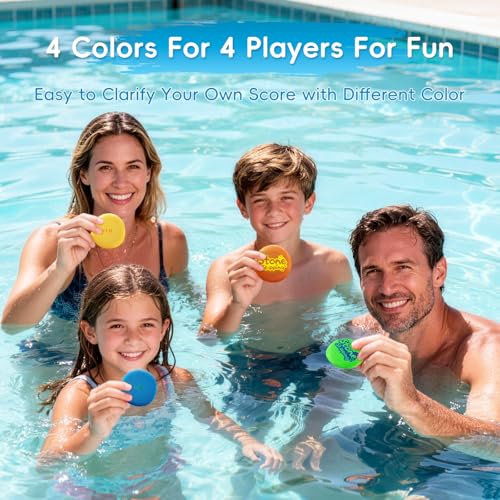 LETREEN 4 Stück Wasser Skip Disc – Klein Wasserball Bouncing Ball für Jugendliche und Erwachsene – Wasserhüpfball Sprungball Schnelltrocknender Lycra-Bezug Pool Ball