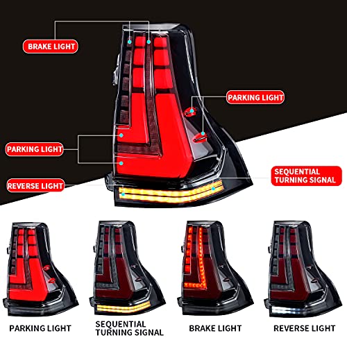 Archaic Tail Light Assembly For Lexus Gx400 Gx460 2010-2022, Sequence Turn Signal Rear Lamp For Toyota Prado 2010-2020, Plug & Play Dynamic Rear Lights, Smoke Lens, Pair #TOP1