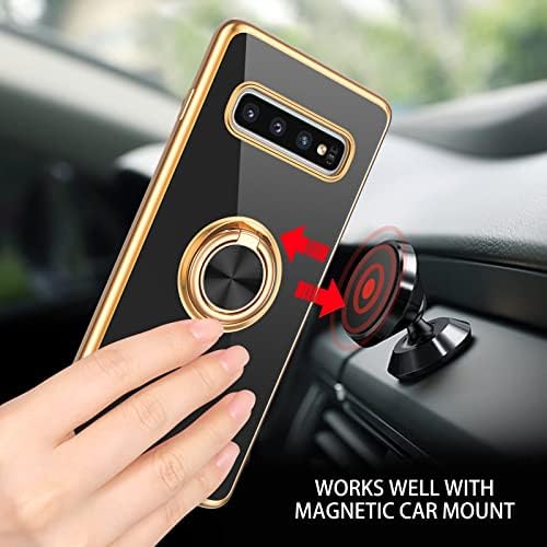DUEDUE Samsung Galaxy S10 Plus Case, Samsung S10 Plus Silicone Case, Slim TPU Bumper Plating Shockproof Anti-Scratch Protective Man Anti Slip Luxury Electroplated Case for Samsung S10 Plus 6.4", Black