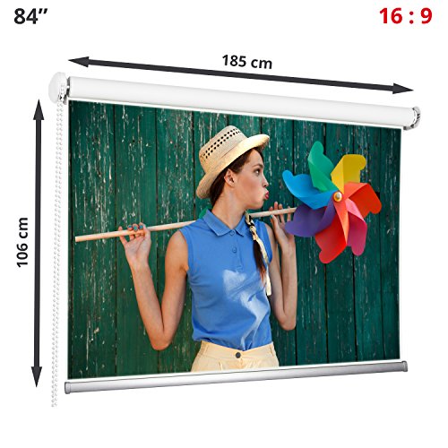 84 Rolleinwand Beamerleinwand Beamer Heimkino Projektionsleinwand 16:9 185x106