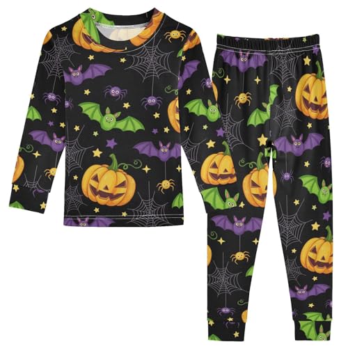 Pajama Sets Long Sleeve Halloween Themed Bat Spider Soft Comfy Sleepwear 2 Piece PJS 3-8T
