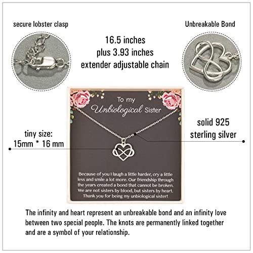 RareLove Gifts for Sister in Law,Unbiological Sister Necklace Gift For Best Friend,925 Sterling Silver Tiny Infinity Heart Necklaces for Women Friendship,Best Friend Necklace3