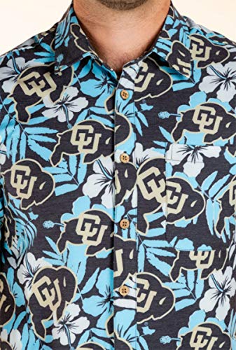 Mens Colorado Buffaloes Hawaiian Button Down Short Sleeve Floral Shirt2