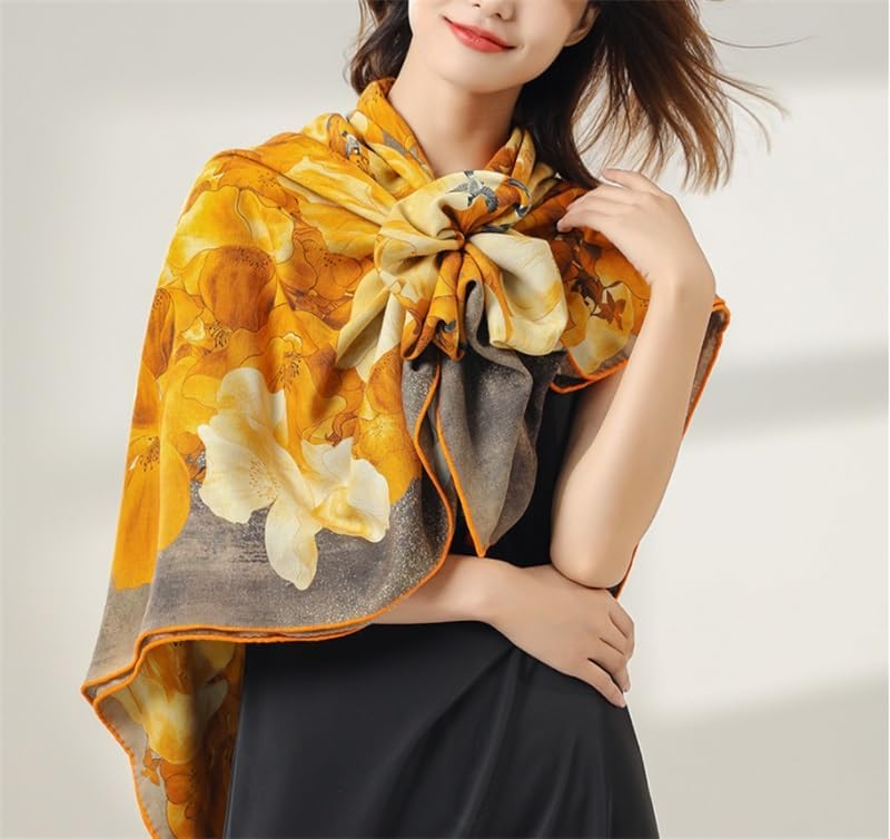 Fashion Luxury Women's Silk Scarf Print Floral Pattern Shawl Wraps For Handbag Belt Etc