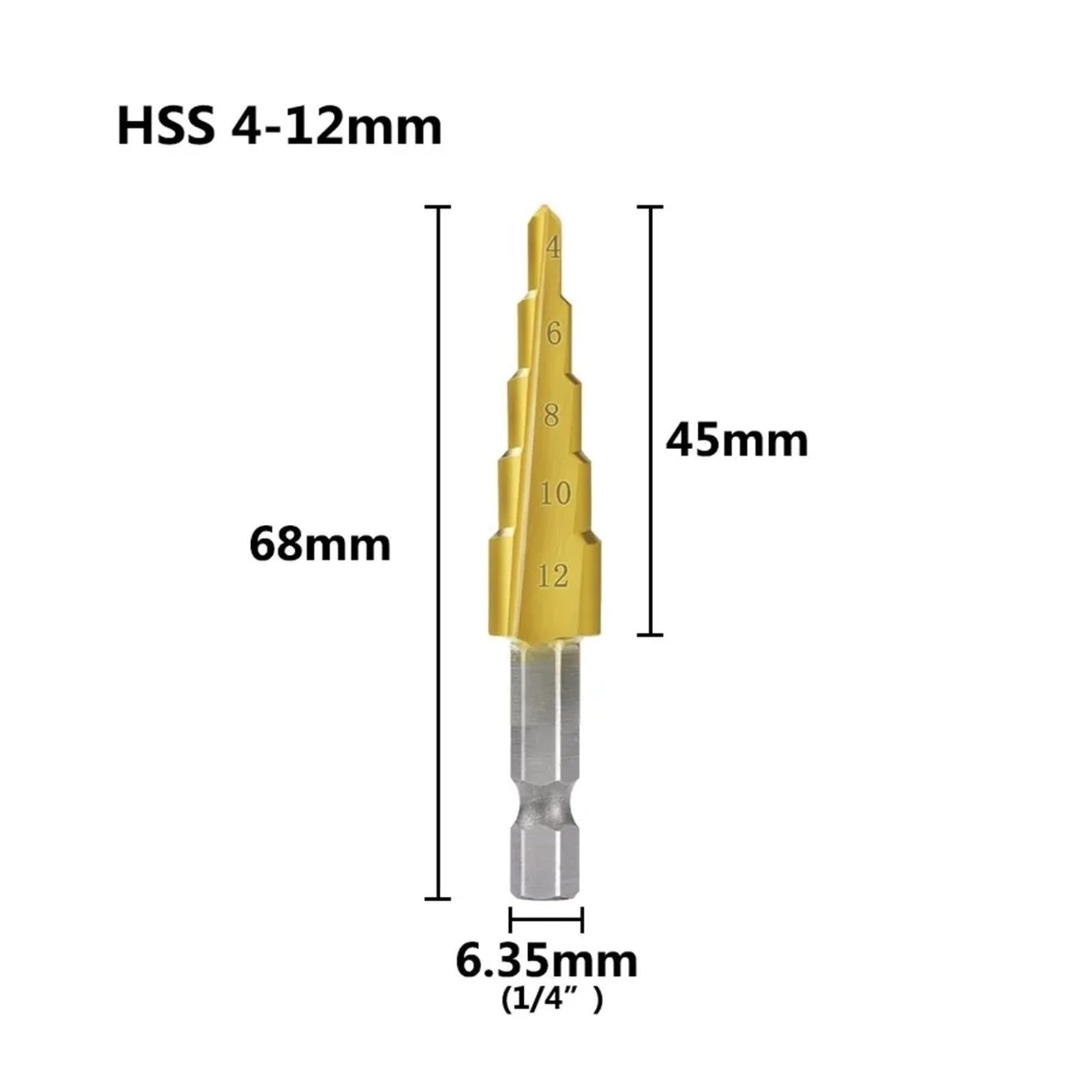 1 szt./3 ./4 Wiertło stopniowe 3-13 4-12 4-20 4-32 mm HSS powlekane tytanem drewno metal otwór stożkowy wiertło metalowe wiertła(4pcs)