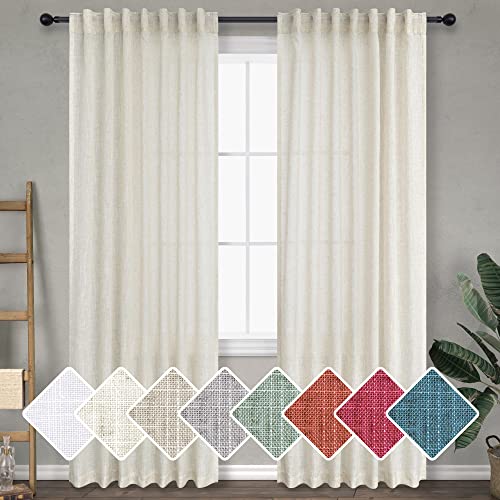 Cream Semi Sheer Linen Curtains 78 Inch Length for Living