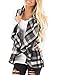 Yanekop Womens Lapel Sleeveless Open Front Hem Plaid Vest Cardigan Jacket with Pockets