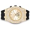 Men's 43mm Iced Out Octagonal Case Silicone Band Watch
