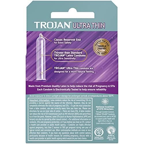 Alfred Sung 92620 Trojan Ultra Thin Lubricated Condoms 3 Pack thumb #2