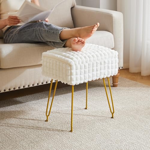 Miniatura 6 de Ibuyke Silla De Maquillaje Rectangular, Con Espacio De Almacenamiento, Taburete Otomano, Silla De Mesa De Maquillaje, Con Pies Antideslizantes, Blanco Wbd004w
