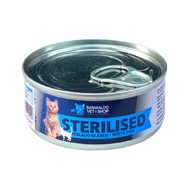 Barakaldo Vet Shop | Wet Cat Food Sterilised Grain Free White Fish | for Cats Sterilized, Highly Palatable and Digestible, Low Fat | White Fish | 18 pcs. x 85 g