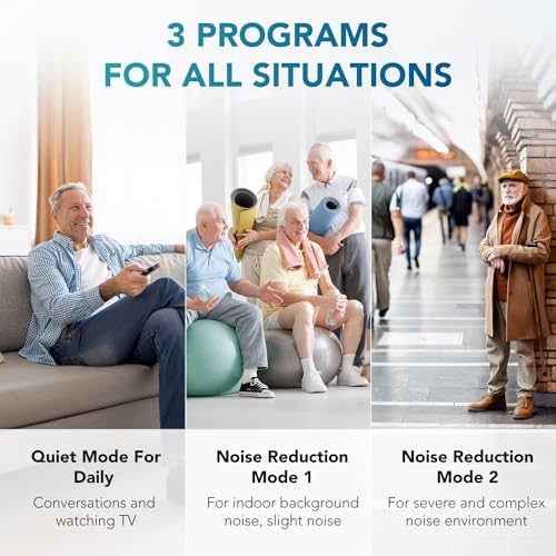 OTC Hearing Aids Rechargeable for Seniors, Hearing Aid Amplifiers Devices with Noise Cancelling, Howling Suppression for Seniors and Adults mild to moderate hearing loss, Auto On/Off, Pair