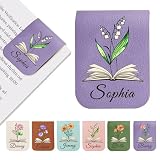 EDSG Personalized Magnetic Leather Bookmark with Birth Flower